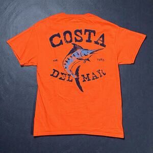 Costa Del Mar Graphic T-Shirt Mens Orange Marlin Print Island Deep Sea Tee M
